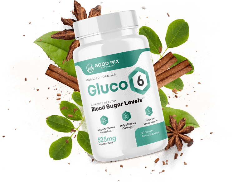 Gluco6 blood sugar support supplement bottle and ingredients overview explained in gluco6 reviews